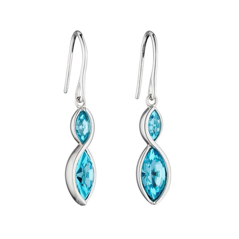Fiorelli Silver and Aqua Crystal Drop Earrings