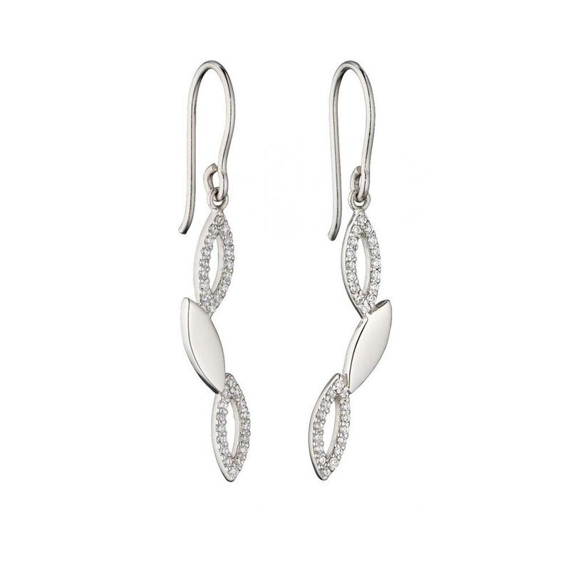 Fiorelli Navette Silver Zigzag Drop Earrings