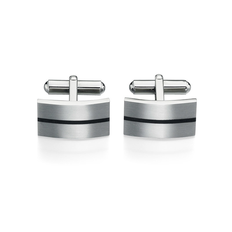 Fred Bennett Brushed Steel and Black Cufflinks