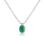 9ct White Gold Diamond Emerald Pendant Necklace