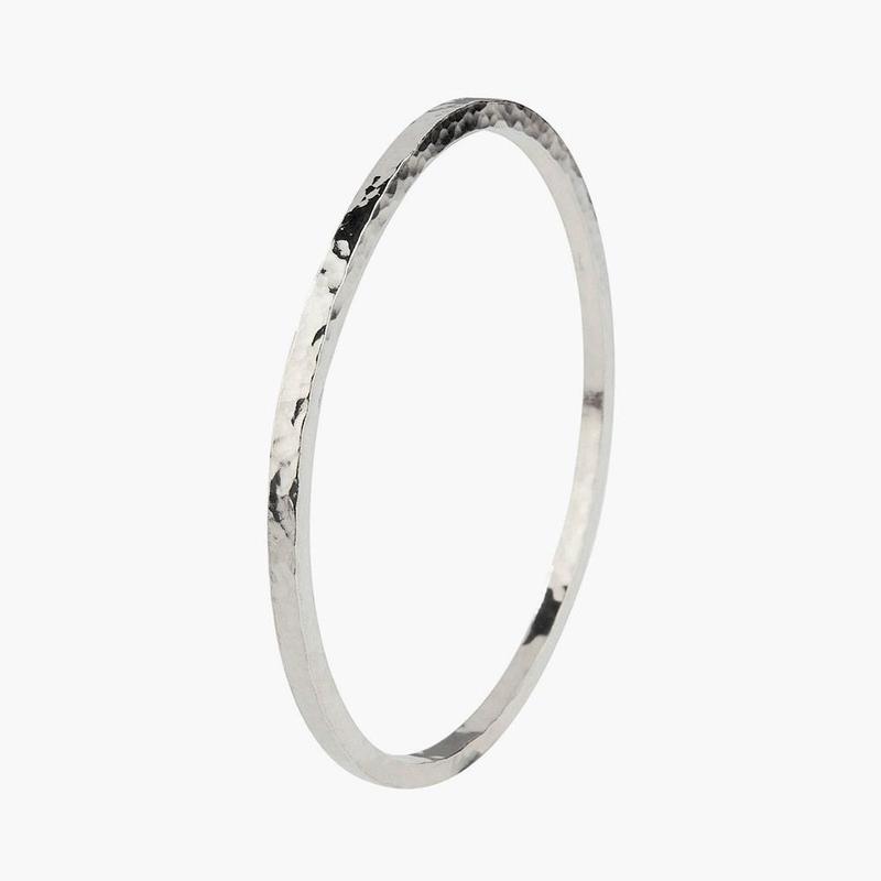 Silver Squared Hammered Bangle