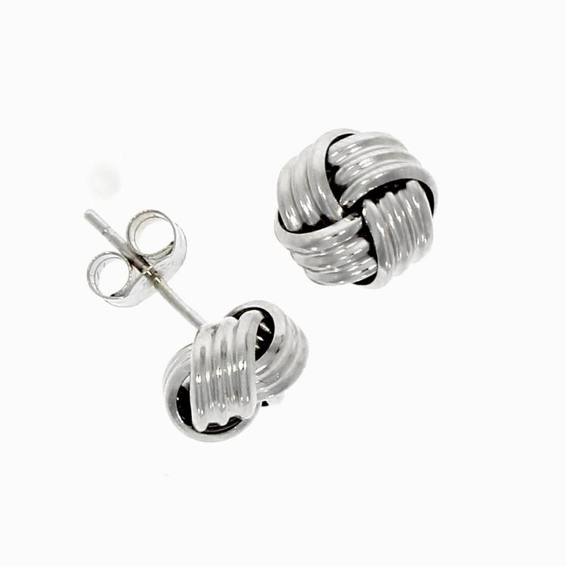 Ribbed Knot 9ct White Gold Stud Earrings