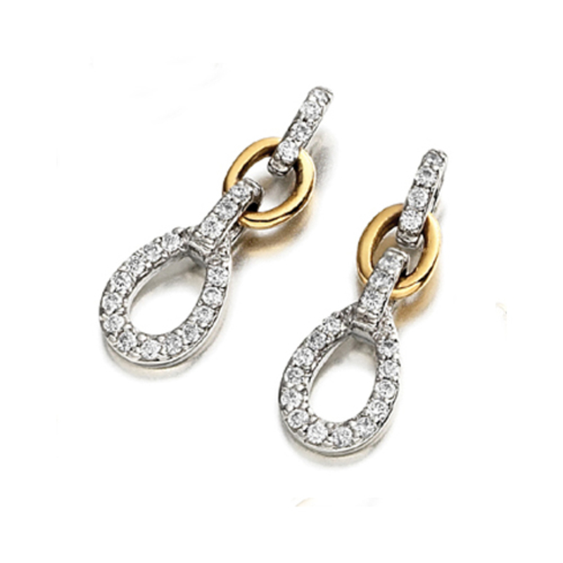 9ct Yellow Gold Diamond Round Link Drop Earrings
