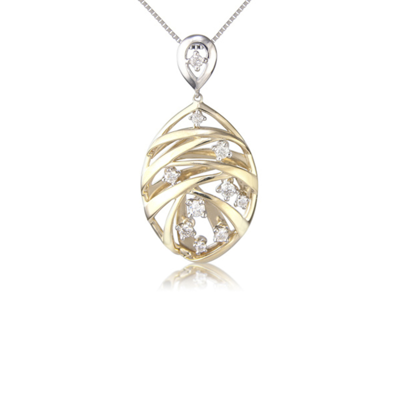 9ct Yellow And White Oval Diamond Set Necklace