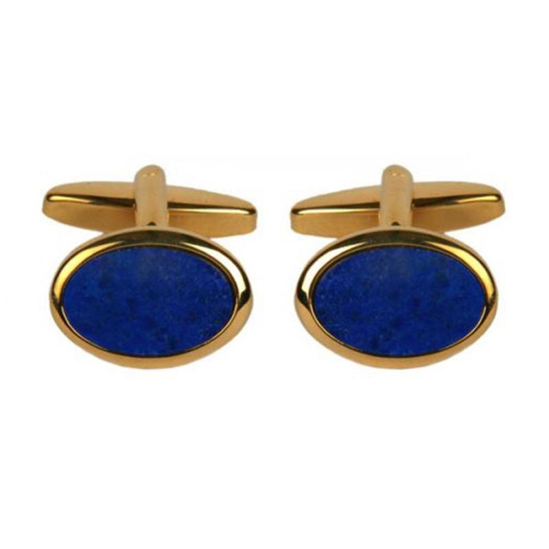 Lapis Lazuli Gold Plated Oval Cufflinks