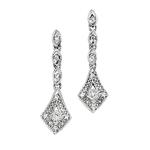 Vintage Style White Gold and Diamond Drop Earrings