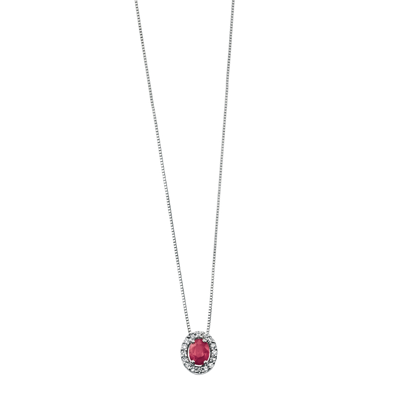 Ruby & Diamond Oval Cluster 9ct Gold Pendant