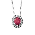 Ruby & Diamond Oval Cluster 9ct Gold Pendant
