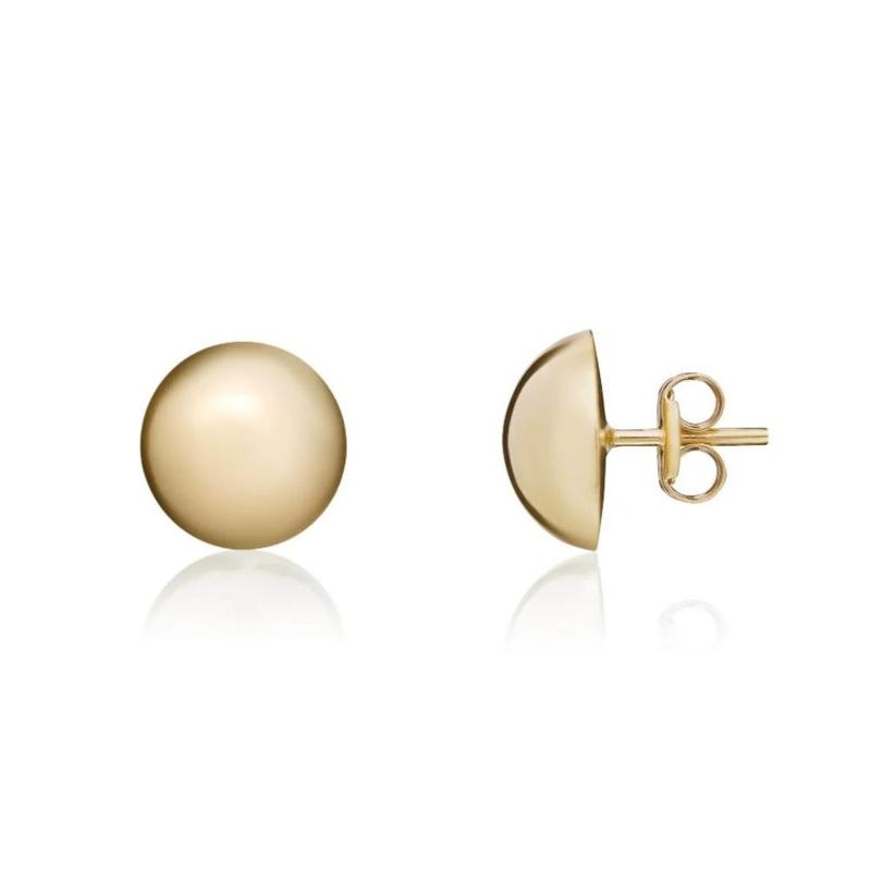 Button 9ct Yellow Gold Stud Earrings