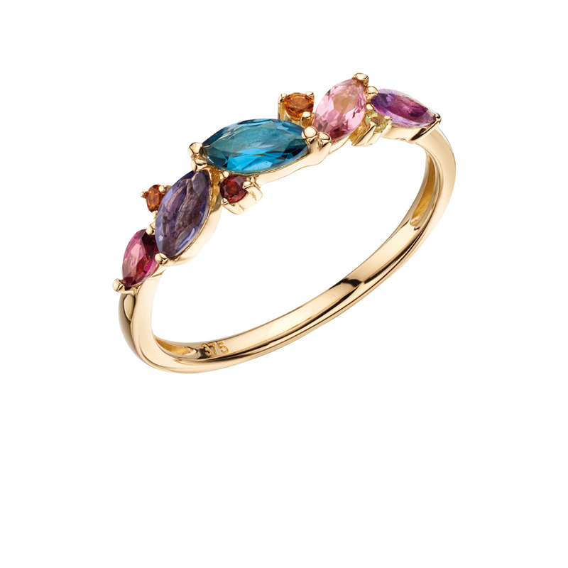 Multi Stone Pastel Ring in 9ct Yellow Gold