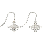 Silver Bee and Cubic Zirconia Drop Earrings