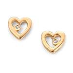 Children's Silver Gold Cutout Heart Stud Earrings