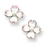 Nicole Barr White Dogwood Flower Stud Earrings