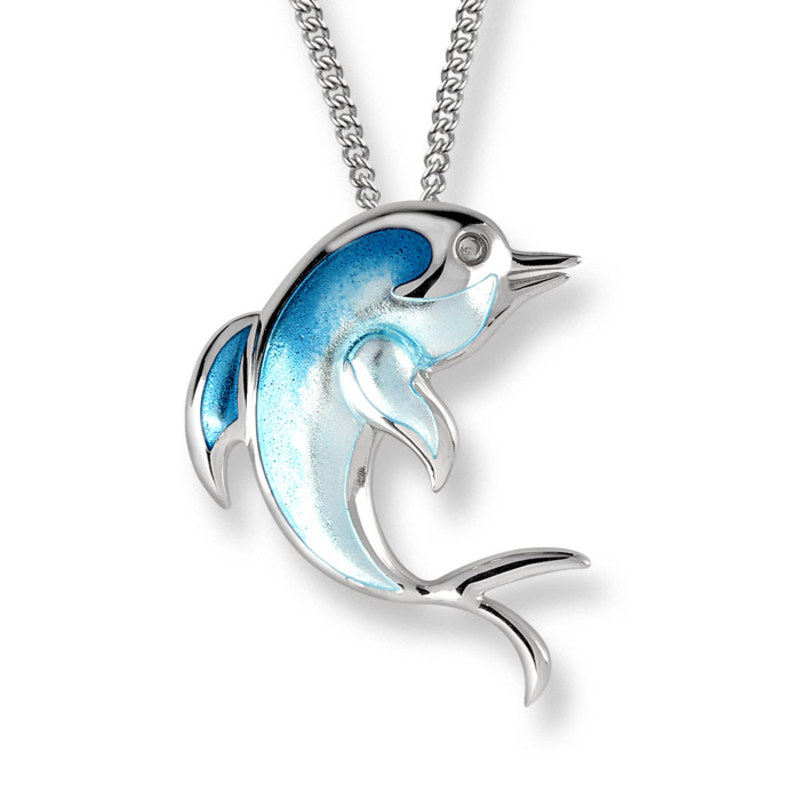 Nicole Barr Silver Turquoise Dolphin Necklace