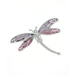 Nicole Barr Silver Purple Enamel Dragonfly Brooch