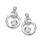 Circle Drop Earrings With Cubic Zirconia Solitaire