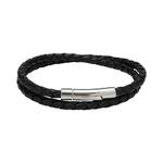 Unique & Co Black Leather Bracelet with SS Clasp