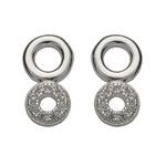 Silver Stone Set Double Circle Stud Earrings