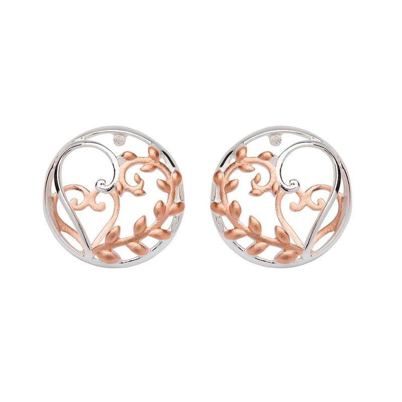 Unique&Co Silver Rose Gold Plate Stud Earrings