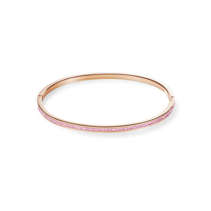Rose Gold Plated Bangle with Pavé Rose Crystals