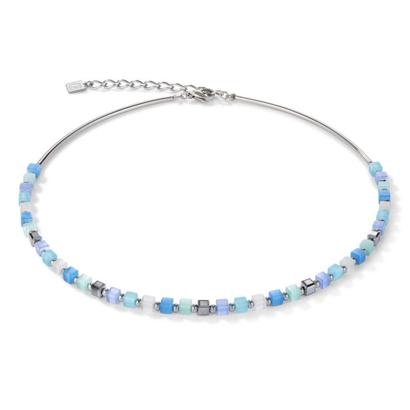 Stainless Steel Blue Turquoise GeoCUBE® Necklace