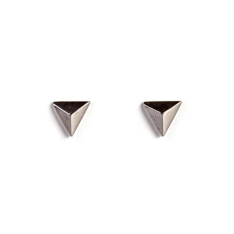 Geometric Triangle Silver Stud Earrings