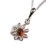 Daisy Silver and Amber Pendant Necklace
