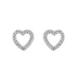 Dew Silver Open Heart Cubic Zirconia Stud Earrings