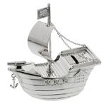 Bambino Pirate Ship Silver Plated Money Box