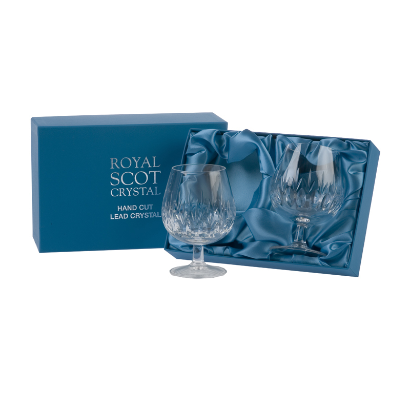 Royal Scot Crystal Two Sapphire Brandy Glasses