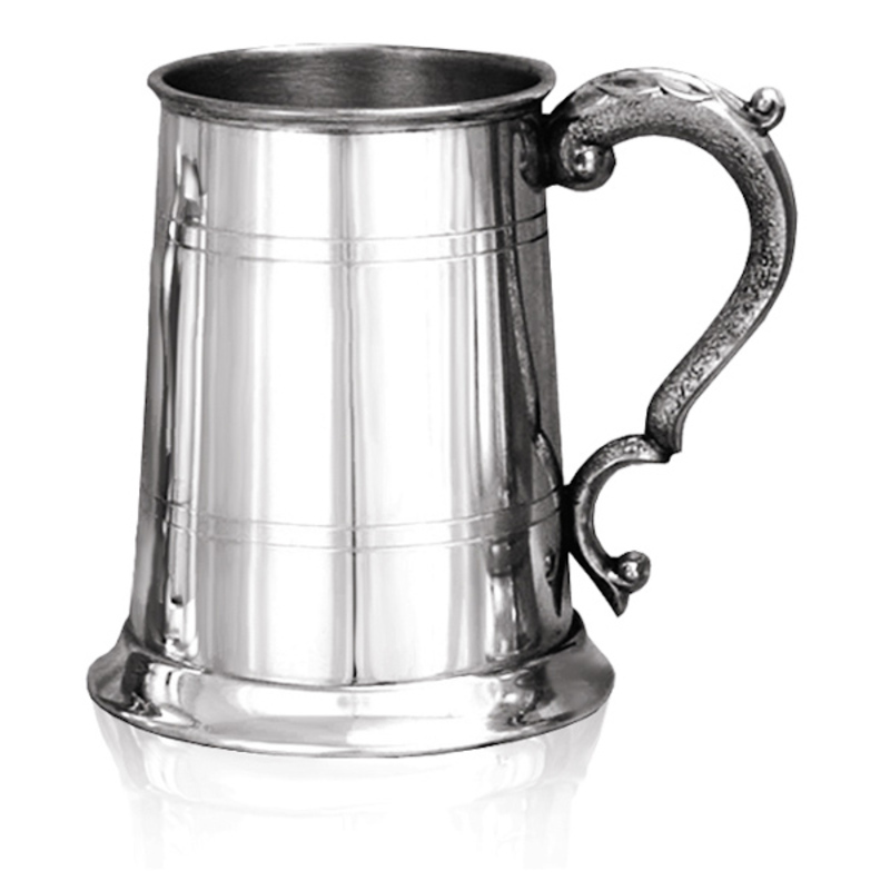 Pint Straight Two Line Pewter Tankard
