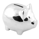 Bambino Pig Silver Plated Money Box