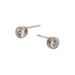 Dew Silver Rose Gold Plated Cubic Zirconia Studs