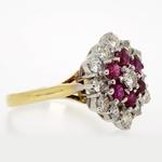 Pre-owned 18ct Ruby & Diamond Cluster Ring