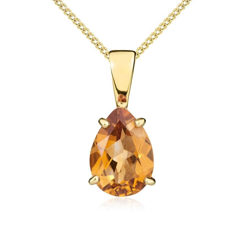 9ct Yellow Gold Pear Shaped Citrine Pendant