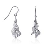9ct White Gold Spiral Drop Earrings