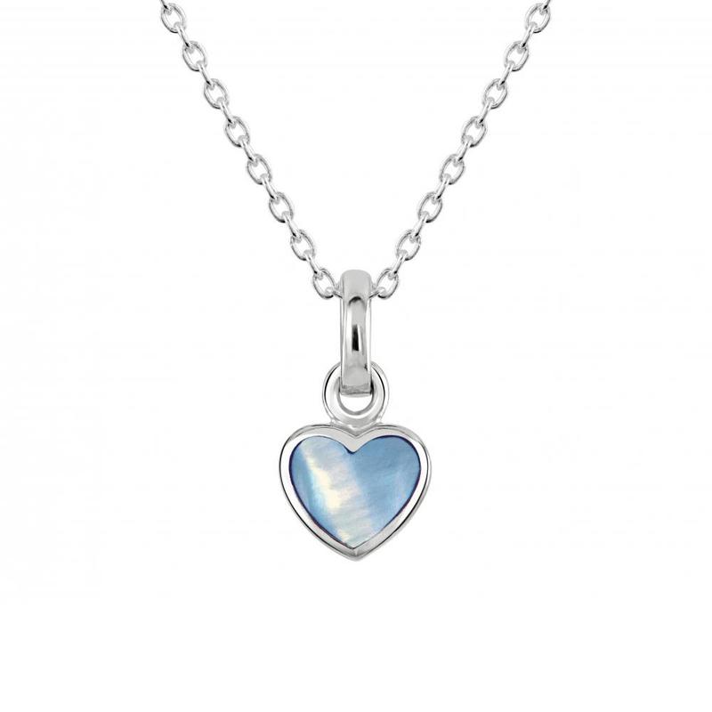 Blue Mother of Pearl Silver Heart Pendant