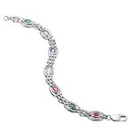 Silver Gate Bracelet With Mixed Colour Stones
