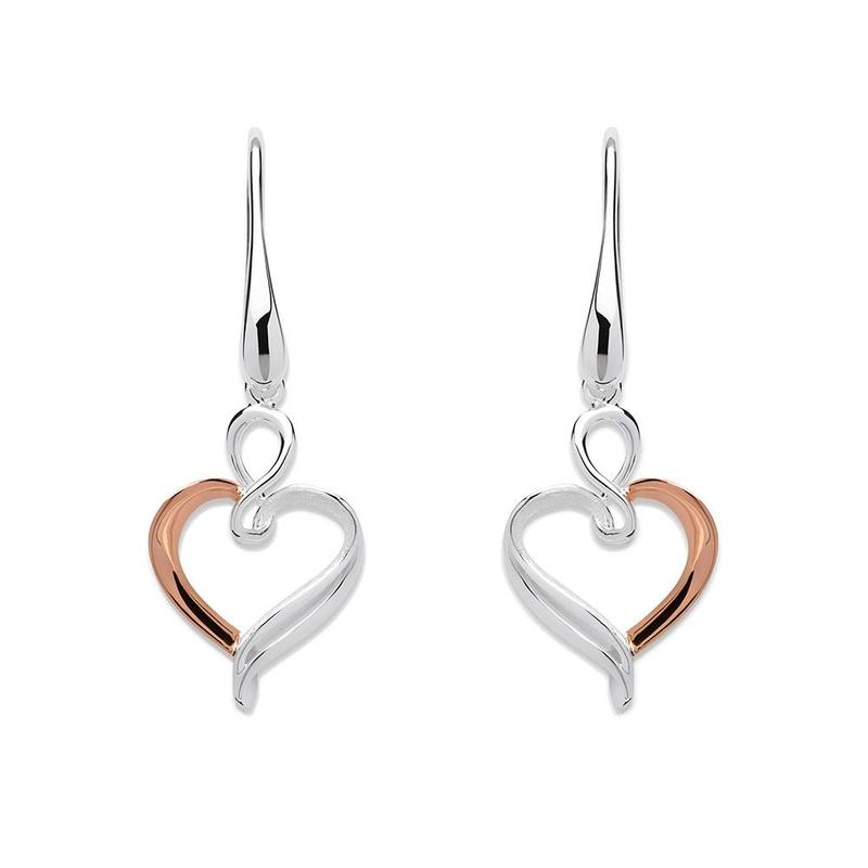 Unique&Co Silver Heart Swirl Drop Earrings