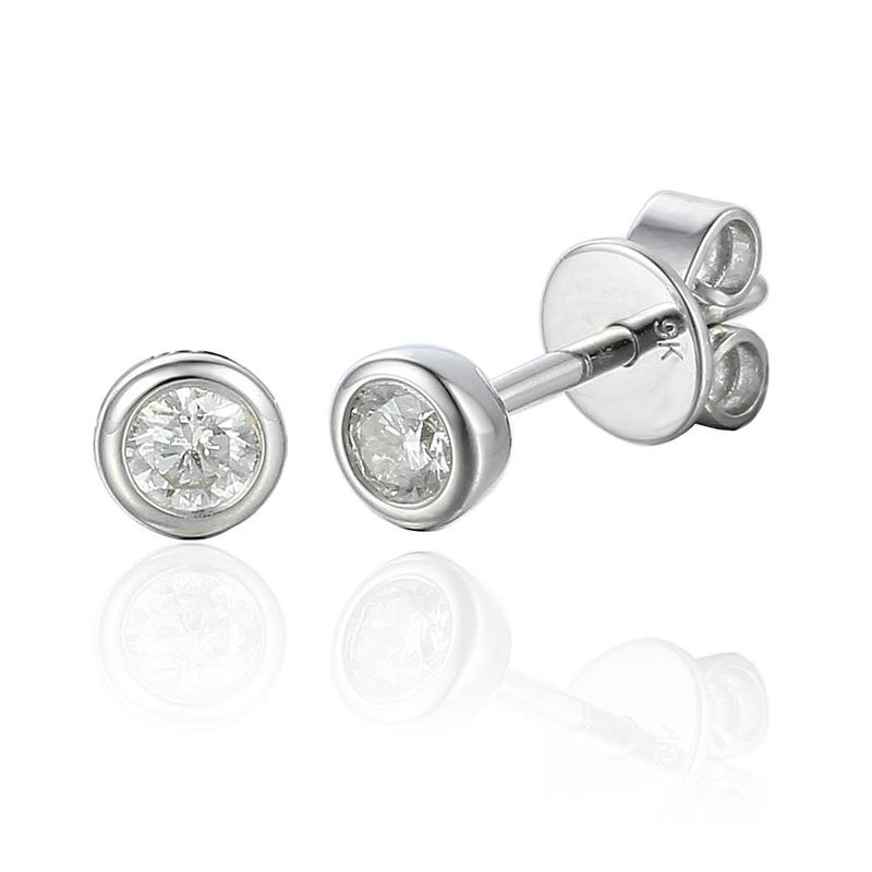 0.10ct Diamond Rubover 9ct WhiteGold Stud Earrings