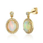 Opal & Diamond Oval 18ctGold Cluster Drop Earrings