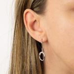 Tubular Silver and Cubic Zirconia Drop Earrings