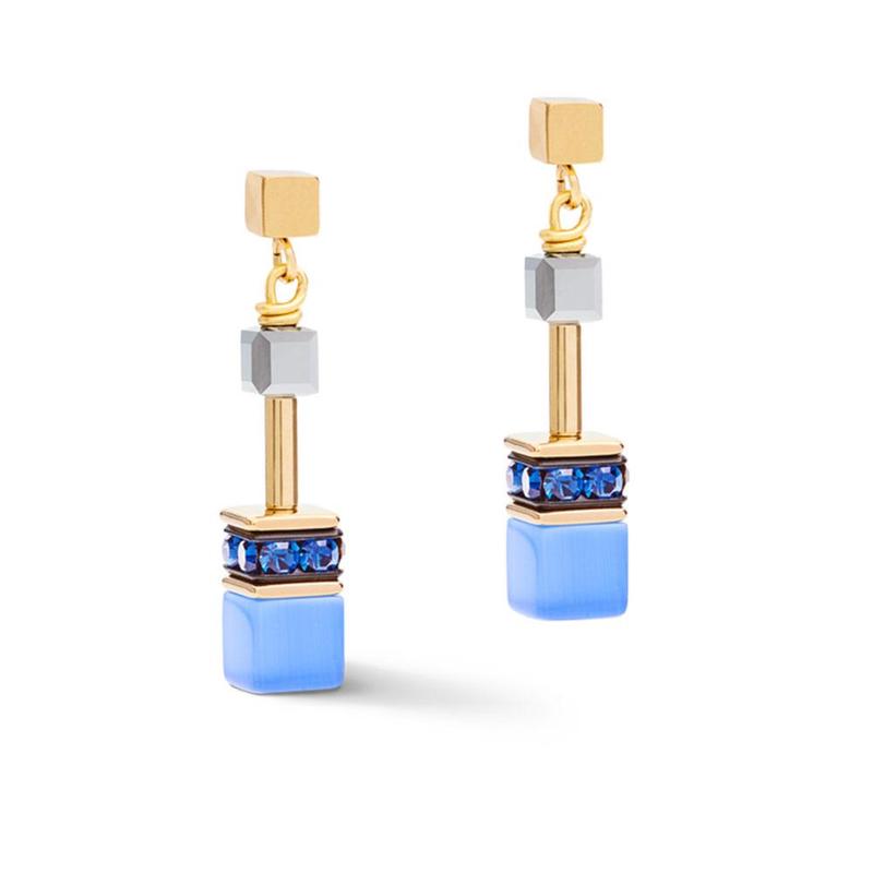 GeoCUBE® Blue-Gold Drop Earrings