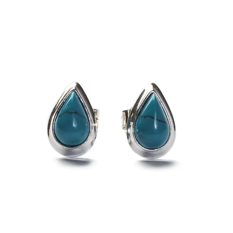 Teardrop Turquoise and Silver Stud Earrings