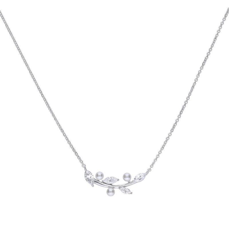 Pearl & Cubic Zirconia Silver Necklace