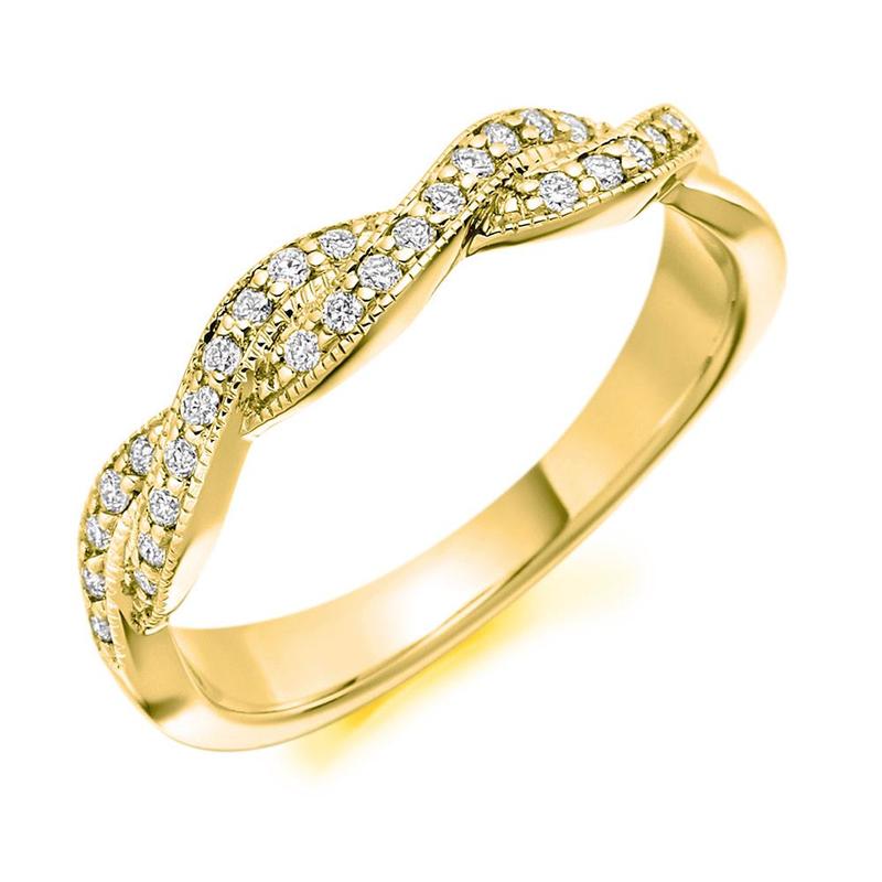 18ct Yellow Gold Twist Half Eternity Diamond Ring