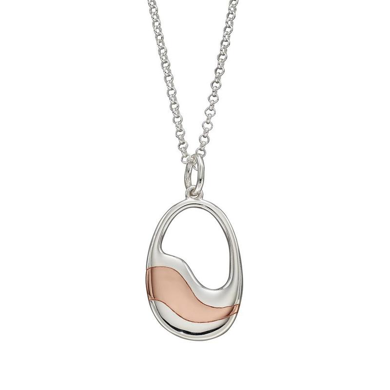 Oval Silver & Rose Gold Plated Pendant