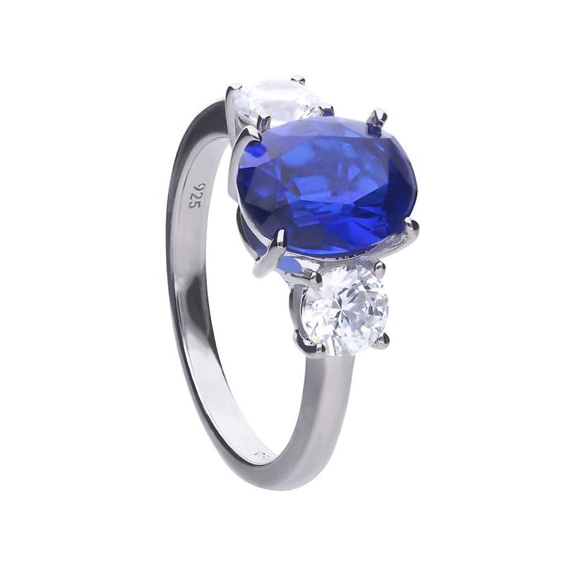 Oval Trilogy Sapphire and Cubic Zirconia Ring