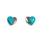 Turquoise Small Heart Silver Stud Earrings