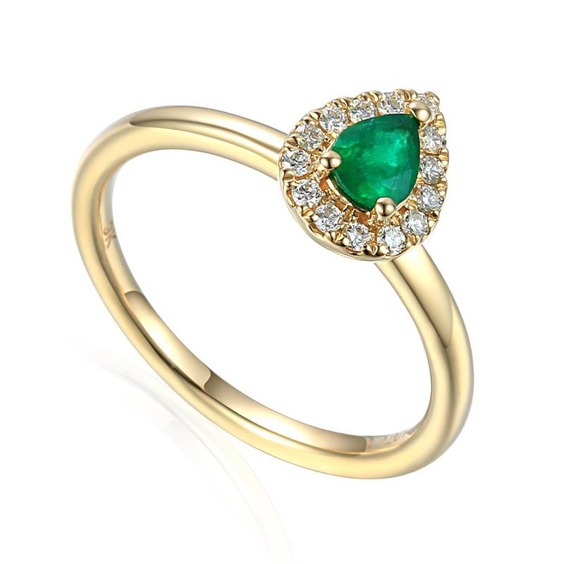 Pear Shaped Emerald & Diamond Cluster Ring
